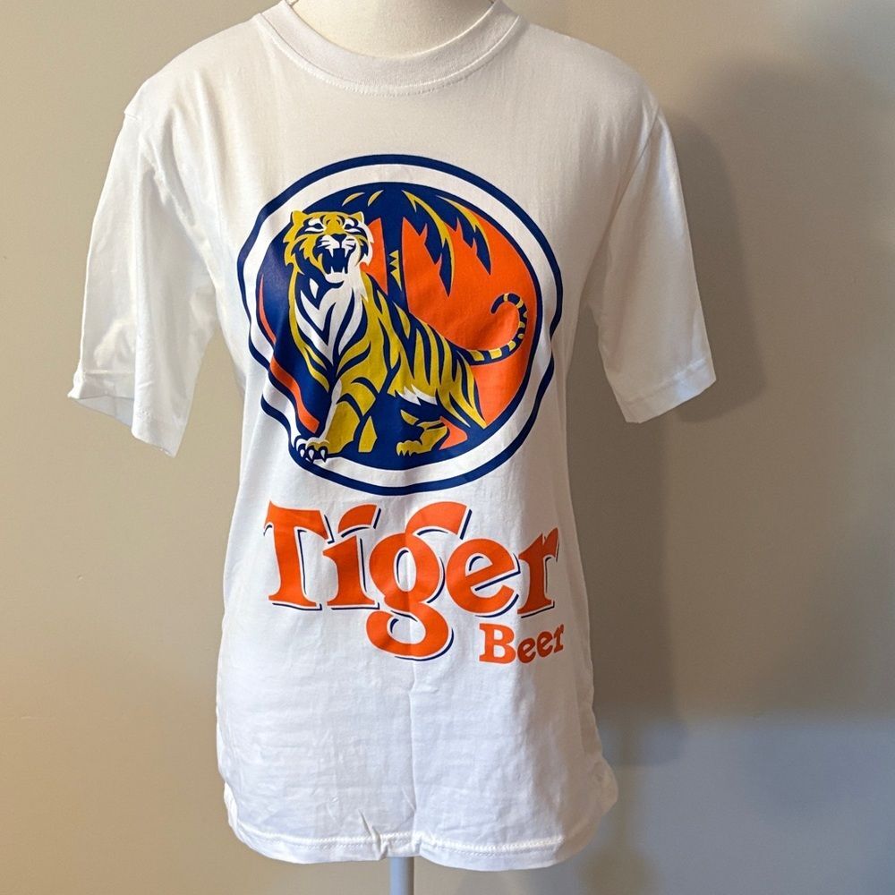NWOT Tiger Beer White Graphic T-Shirt